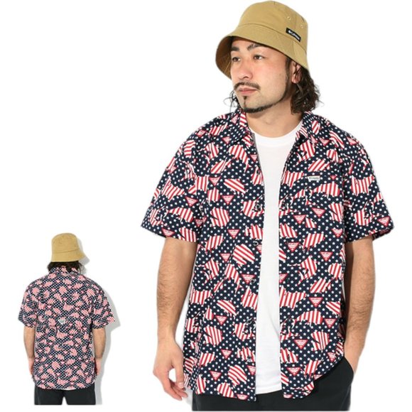 Columbia PFG Mens FATHER'S DAY Vented Fishing USA Flag Patriotic JULY 4th NWT - Picture 4 of 12